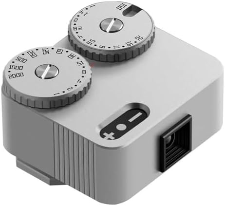 Light Meter for Cameras, Real-time Metering Tool, 2 Dial to Adjust Aperture and Shutter Speed 23 Gears, 45° Light Metering, with Adjustable Cold Shoe Mount (Silver) by Unknown