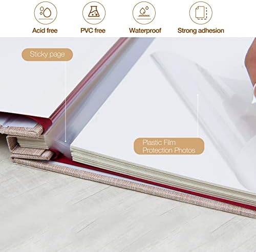potricher Self Adhesive Photo Album 80 Pages, Linen cover,Beige - Image 4