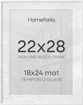 Homeforia 22x28 White Oak Poster Frame, High-End Wood, 18x24 Mat, Glass by Homeforia