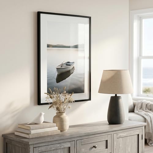 Americanflat 18x26 Poster Frame - Matted to 14x22 - Slim Molding - Black - Image 5
