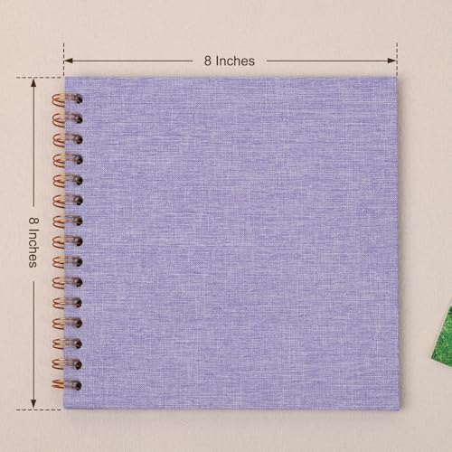 Scrapbook Photo Album 8x8 Inches 40 Pages Linen Cover Purple - Image 3