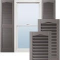 Ekena Millwork Lifetime Vinyl LL1S12X05500MS Standard Cathedral Top Center Mullion, Open Louver Vinyl Shutters, w/Installation Shutter-Lok's & Matching Screws (Per Pair), 12"W x 55"H, Musket Brown by EkenaMillwork