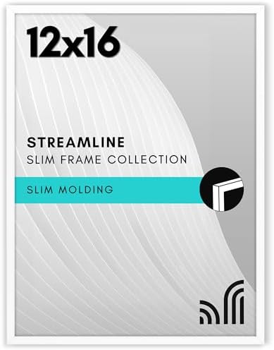 Americanflat 12x16 Picture Frame - Slim Molding - White by Americanflat
