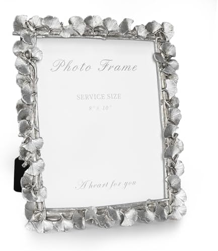 Cuspin Silver 8x10 Picture Frame Vintage Ornate Leaf Textured Resin Frame by Cuspin