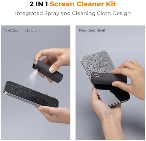 K&F CONCEPT 2-in-1 Screen Cleaning Tool, Includes 20ml Liquid, Grey & Pink - Image 2