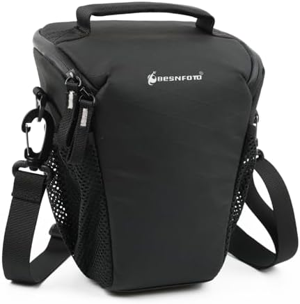 Besnfoto Camera Bag Small, Top-Load Holster Case for Mirrorless DSLR Compatible with Sony A7 IV, Canon R5 R6, Nikon Z6 Z7 with 24-70mm Lens, Compact Travel Shoulder Case with Belt Loop by Besnfoto