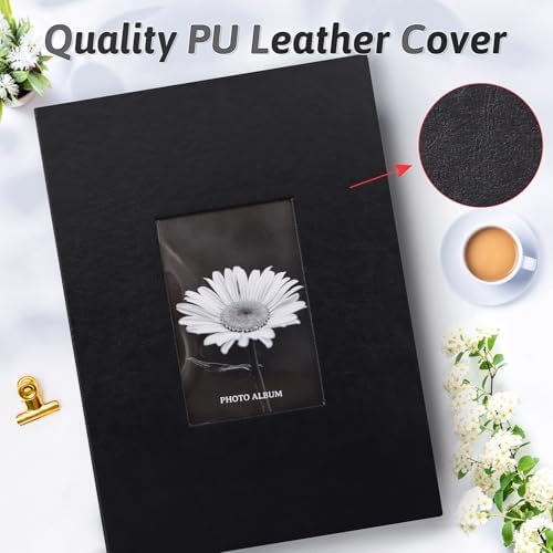 Popotop Photo Album 4x6 300 Photos with Writing Space, Leather Cover Album with Display Picture Window, Photo Book for Wedding Family Baby Gift - Image 2