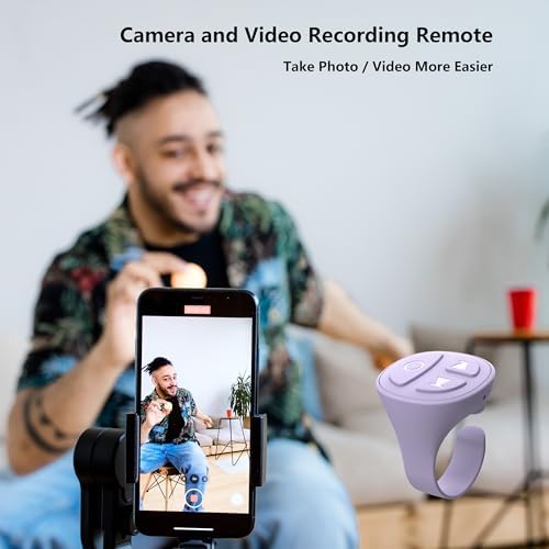 TikTok Scrolling Ring, Bluetooth Camera Remote Control, Scrolling Ring Remote for iPhone TIK Tok Facebook YouTube Instagram Android Phone, Auto Tapper for TikTok Live (Purple) - Image 5