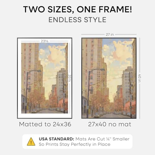 Homeforia 27x40 Black Poster Frame, High-End Metal, 24x36 Mat, Glass - Image 2