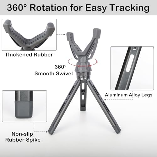 Portable Shooting Tripod with 360° Rotating & Removable V Yoke - Adjustable Height Rifle Rest Stand for Hunting, Target Shooting, Binoculars, Cameras & Outdoor Activities - Image 2