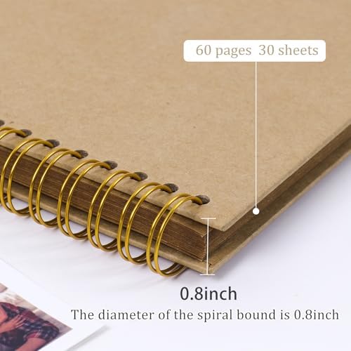 RECUTMS 12x12 Inch Large Scrapbook Album 60 Page Kraft DIY Baby Photo Brown - Image 4
