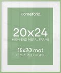 Homeforia 20x24 Green Picture Frame, High-End Metal, 16x20 Mat, Glass by Homeforia