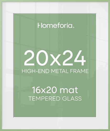 Homeforia 20x24 Green Picture Frame, High-End Metal, 16x20 Mat, Glass by Homeforia