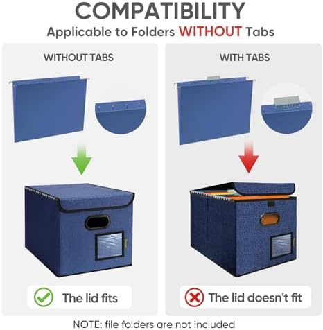 BALEINE File Organizer Box with Lid, Collapsible Hanging File Storage Box - Image 5