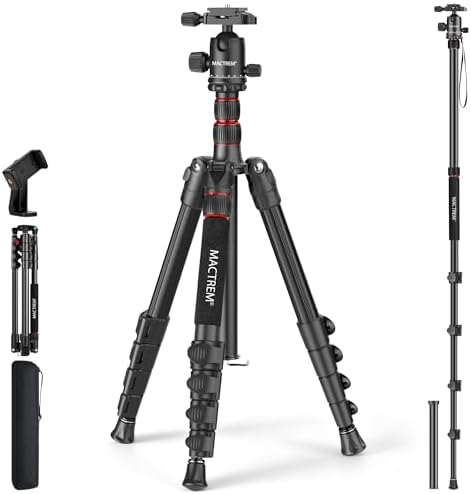 MACTREM 90in 2-in-1 Camera Tripod Monopod Aluminum Heavy Duty Travel Tripod by MACTREM
