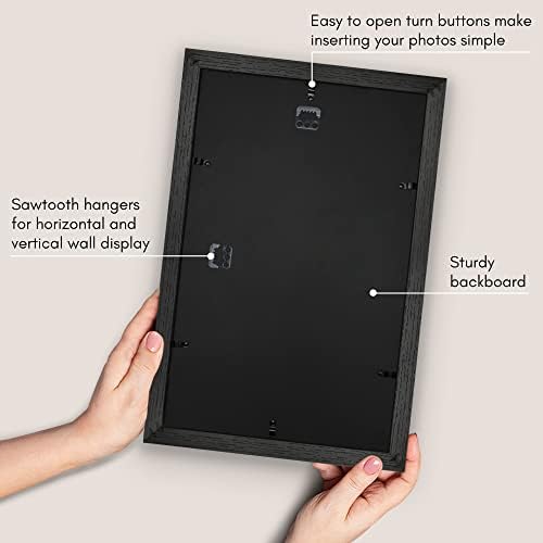 Americanflat 11x17 Picture Frame - Matted to 8x12 - Engineered Wood - Black - Image 5