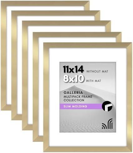Americanflat 11x14 Picture Frame 5-Pack - Matted to 8x10 - Gold by Americanflat