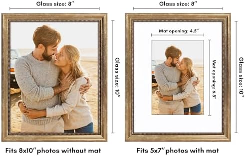 Americanflat 8x10 Vintage Picture Frame - Matted to 5x7 - Gold - Image 2