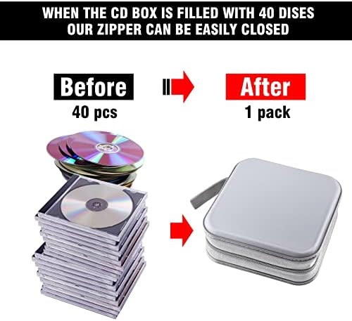 40‑Capacity Hard Plastic CD/DVD Binder for Car, Home & Travel - Image 4