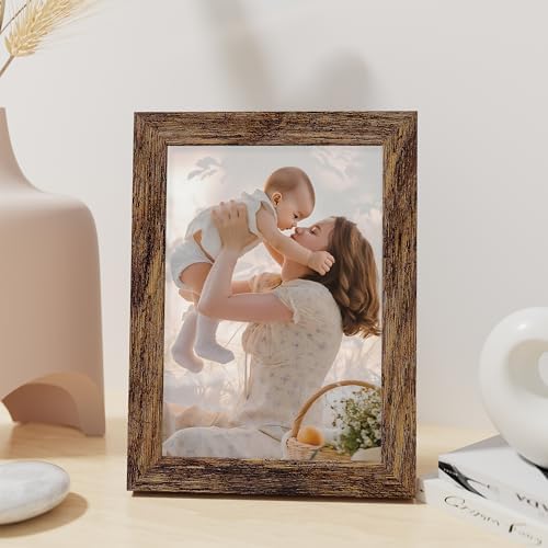 Vittanly 5x7 Picture Frame Made of Solid Wood for Wall or Table, Dark Brown - Image 4