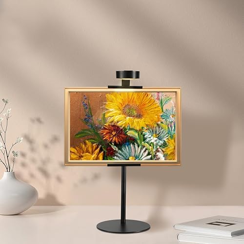 Adjustable Desktop Photo Frame Stand with Magnetic Wall Painting Light, Holds Picture Frames up to 18 Inch,with Rechargeable Battery,Metal Vertical Stand with 3 Color Temperature & 13RGB Poster Lights, for Displaying Picture Frames, Artworks (1 Pack, B... - Image 5