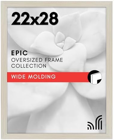 Americanflat 22x28 Poster Frame - Engineered Wood with Polished Plexiglass - Wide Picture Frame for Vertical or Horizontal Wall Display - Epic Collection - Light Wood by Americanflat