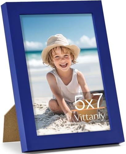 Vittanly 5x7 Picture Frame Made of Solid Wood for Wall or Tabletop, Royal Blue by Vittanly