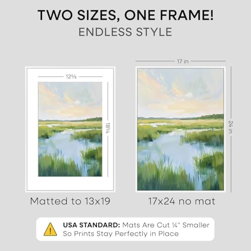 Homeforia 17x24 White Picture Frame, High-End Metal, 13x19 Mat, Glass - Image 2