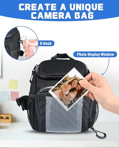 PLOZANO Shockproof Camera Sling Bag Compatible with Polaroid Now 3rd2nd Gen, Now+, Go Gen 2 OneStep Instant Camera, Crossbody Small Camera Backpack, Camera Carrying Case for Accessories & Film (7x5x8) - Image 3
