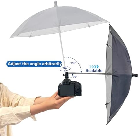 19.7" Camera Umbrella 3 Level Height Adjustable Hot Shoe Sunshade - Image 4