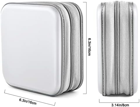 CD/DVD Case Wallet, 40 Capacity, White, Portable Zipper Hard Plastic CD/DVD Cases Organizer Wallet Book for Car Home Travel - Image 6