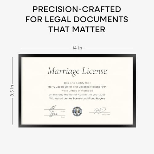 Homeforia 8.5x14 Black Marriage License Frame, High-End Metal, Glass - Image 6