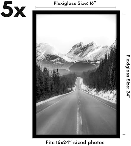 Americanflat 16x24 Poster Frame 5-Pack - Slim Molding - Black - Image 2