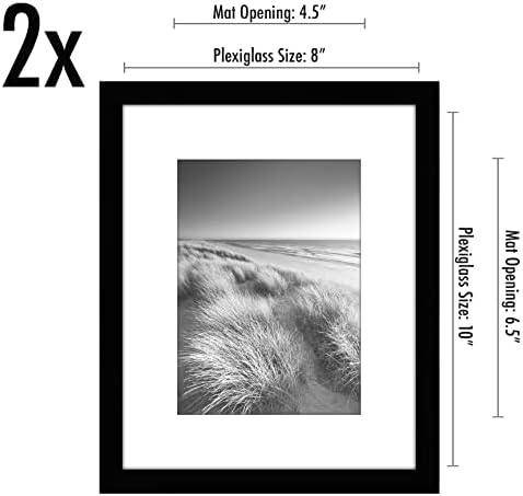Americanflat 8x10 Picture Frame 2-Pack - Matted to 5x7 - Black - Image 2