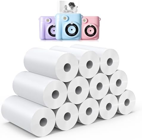 12 Rolls Instant Print Camera for Kids Refill Print Paper - Hikkon Thermal Print Paper Rolls Photo Print HD Printing for Most Kids Instant Camera - Paper Only(White-12) by Hikkon