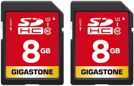 GIGASTONE 8GB SD Card 2-Pack UHS-I U1 Class 10 SDHC Memory Card, Speed Up to 80MB/s, Full HD Video Kodak Olympus Digital Camera, with 2 Mini Cases by Gigastone