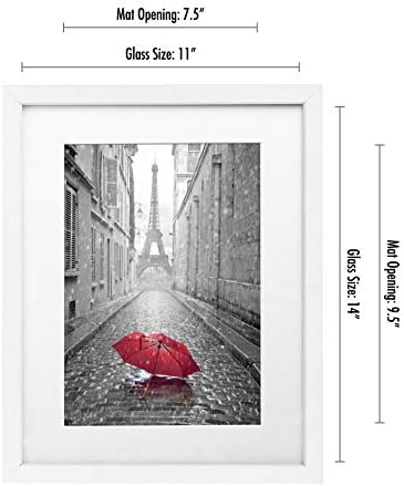 Americanflat 11x14 Picture Frame with Shatter-Resistant Glass - Use as 8x10 Frame with Mat or Display 11x14 Photo Without Mat - Signature Collection - Picture Frames for Wall Display - White - Image 2