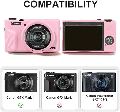 BOVKE Hard Case + Silicone Cover for Canon Powershot G7 X Mark III, Pink - Image 3