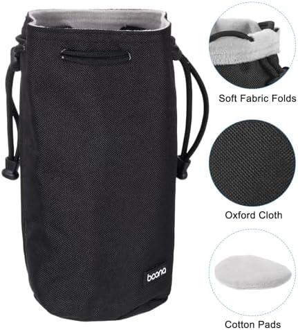 PATIKIL Soft Drawstring Lens Case, Lens Pouch Bag with Cotton Pad 4.7" OD Thick Fleece Cloth Camera Lens Bag for SLR Lens Water Cups, Black - Image 3