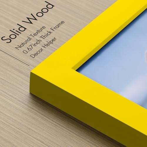 Vittanly 4x6 Picture Frame Made of Solid Wood for Wall or Tabletop, Yellow - Image 3