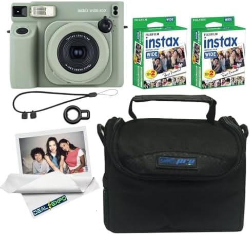 FUJIFILM instax Wide 400 Instant Film Camera (Green + Extra Film (40 Sheets) and Travel Bag) by FUJIFILM