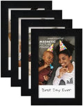 Americanflat 2x3 Mini Picture Frames for Refrigerator - Set of 4 - Acrylic Panels with Back Magnet - Magnetic Picture Frames for Instant Print Photos, Locker Decor, or Office Display - Black by Americanflat