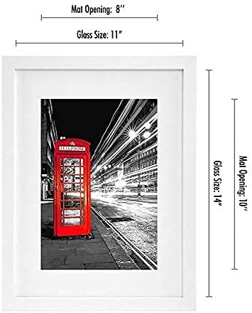 Americanflat 11x14 Picture Frame with Shatter-Resistant Glass - Set of 2 - Use as 8x10 Frame with Mat or Display 11x14 Photo Without Mat - Signature Collection - Picture Frames for Wall - White - Image 2