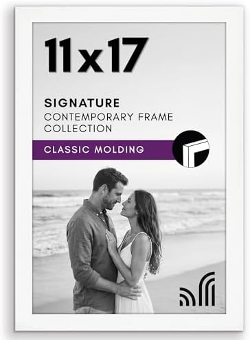 Americanflat 11x17 Picture Frame with Shatter-Resistant Glass - Signature Collection - Gallery-Style Frames Made of Engineered Wood - Photo Frame for Wall Display - White by Americanflat