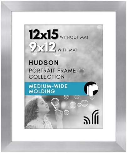 Americanflat 12x15 Picture Frame - Matted to 9x12 - Silver by Americanflat
