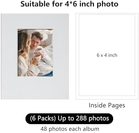 Small 4x6 Photo Album 24 Pockets Linen Cover White 6 Pack - Image 2