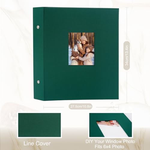 Artmag Fabric Photo Album 4x6 400 Large Capacity for Family Wedding Anniversary Linen Album Holds 400 Vertical Photos (400 Pockets, Dark Green) - Image 2