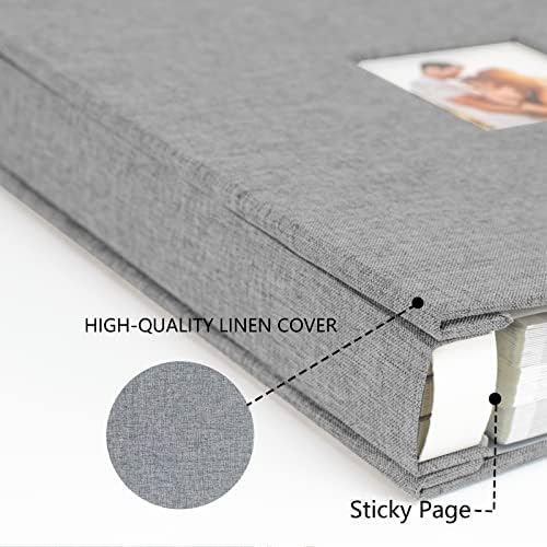Photo Album Self Adhesive Pages Scrapbook, 13.2x12.8 Grey 120 Pages - Image 3