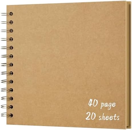 DIY Scrapbook Album 7x7 Inch, Hardcover Kraft Paper Scrap Book Photo Album, Blank Page Memory Scrap Book for DIY Crafts, Traveling, Wedding, Anniversary, Birthday, 40 Pages (20 Sheets), Khaki by Sprsthai