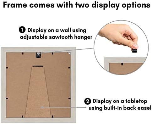 Americanflat 8x8 Picture Frame with Shatter-Resistant Glass - Use as 4x4 Frame with Mat or Display 8x8 Photo Without Mat - Signature Collection - Square Frames for Tabletop and Wall - Light Wood - Image 5